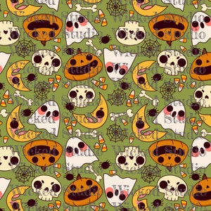 Cute Halloween Phone Background Wallpaper (Green Variant)