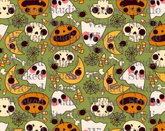 Cute Halloween Phone Background Wallpaper (Green Variant)