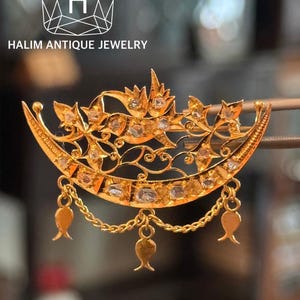 Antique Bird Polki Diamond Brooch With 18k Gold. Kebaya Jewelry / Peranakan Nyonya Jewelry