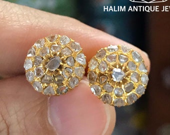 Antique Polki Diamond Earrings.