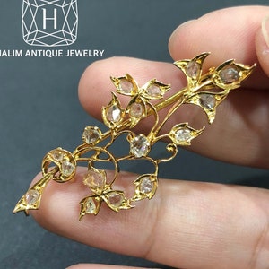 antique polki diamond mix rose cut diamond brooch. Kebaya Jewelry / Peranakan Nyonya Jewelry