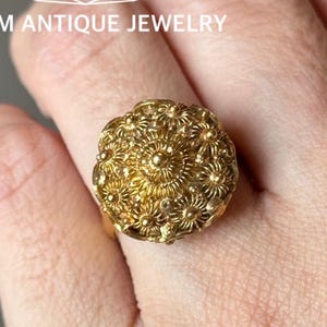 Antique Sattabongkot Lotus Ring With 22k Gold. Thai Traditional Jewelry Style