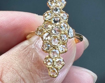 Antique Rose Cut Diamond Navette Ring.