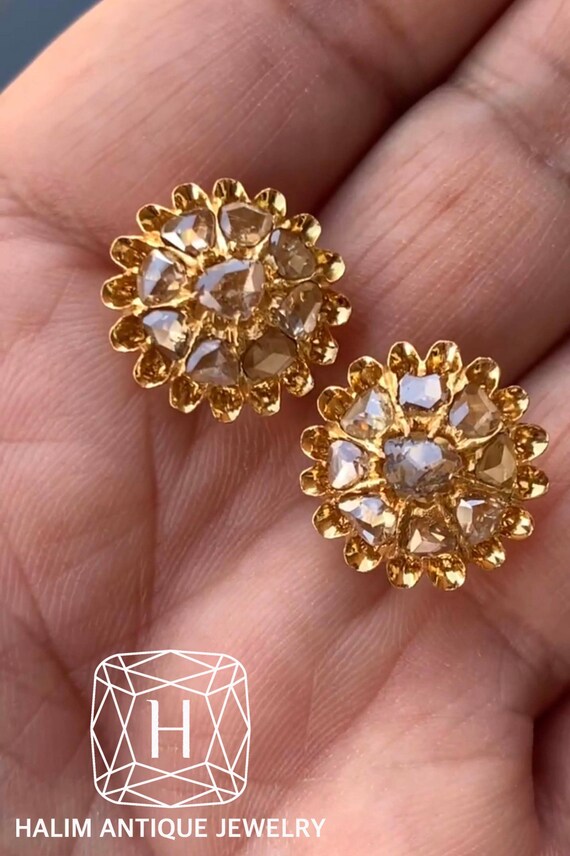 Antique Rose Cut Diamond Cluster Earrings. Etsy Australia