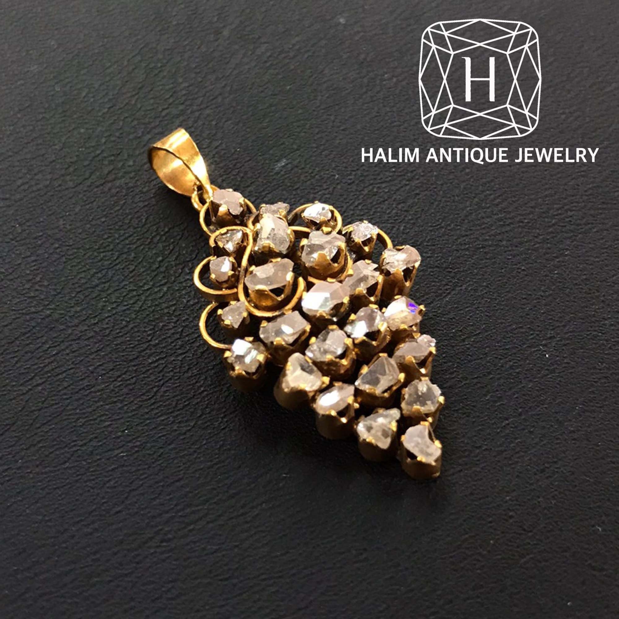 Antique Polki Diamond Pendant. Peranakan Nyonya Jewelry Etsy