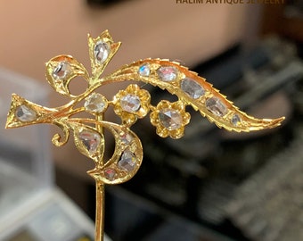 Antique Rose Cut Diamond Hairpin. Peranakan nyonya jewellry