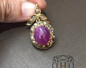 Antique Ruby And Polki Diamond Pendant With 9k Gold.