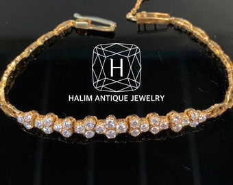 Antique Old Cut Diamond Bracelet With 22k Gold.