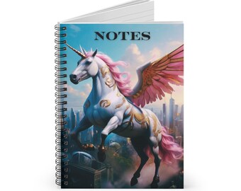 Quaderno a spirale con cavallo magico alato e unicorno - Linea a righe