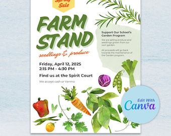 Volantino per stand di fattoria e giardino, modello Canva (PDF digitale)