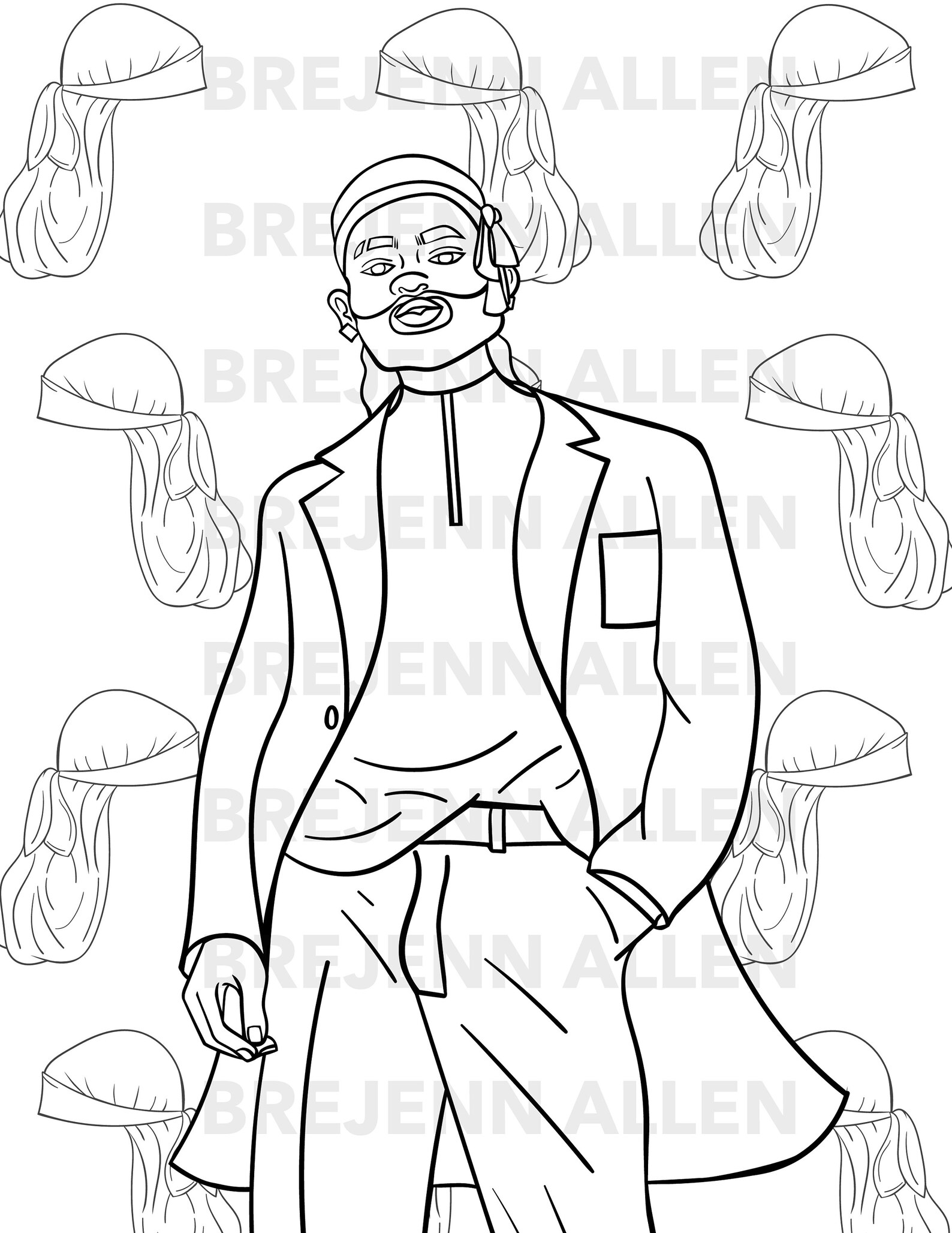 Black Coloring Sheets Printable Download Durag, Black Man, Suit ...