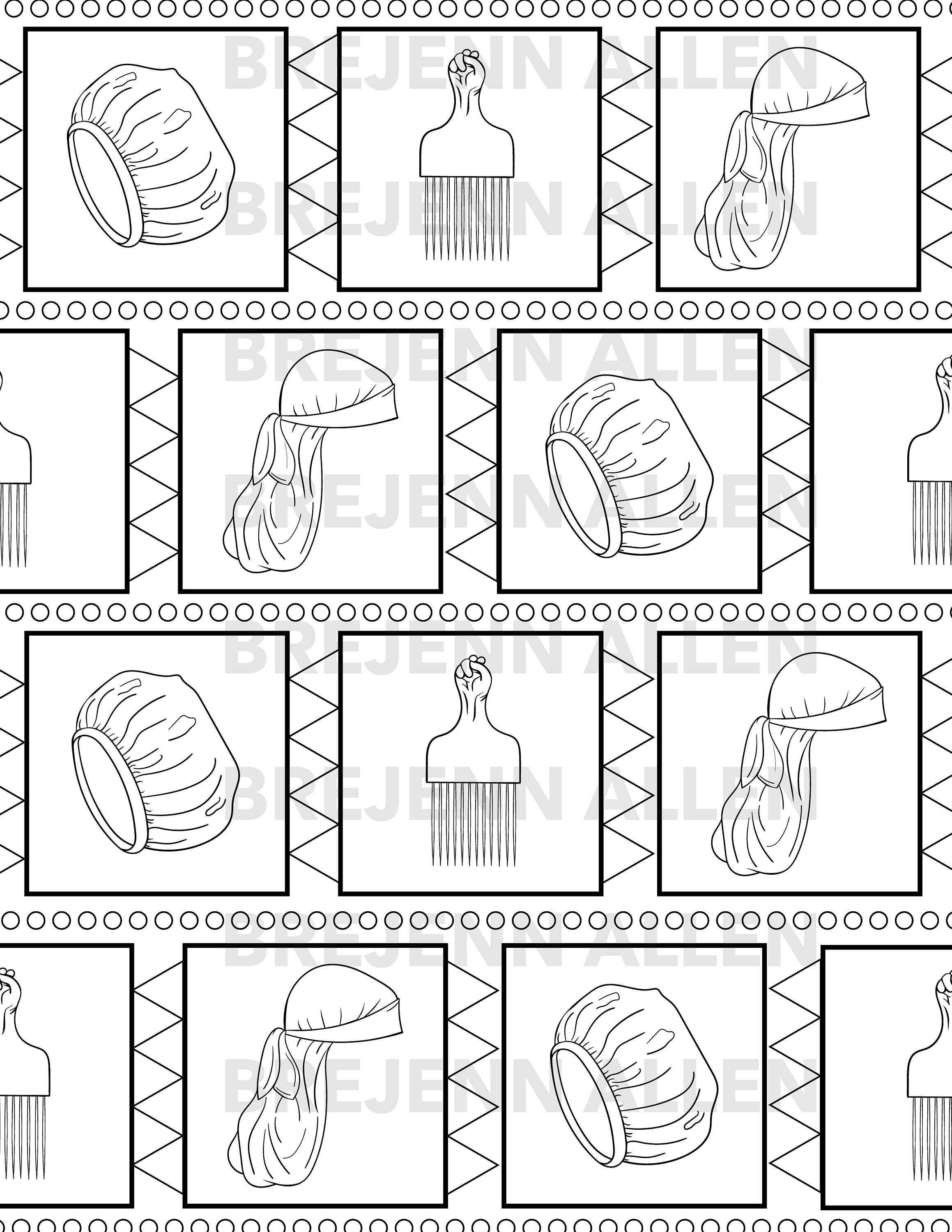 Black Culture Coloring Sheets Downloadable Printout Hair - Etsy