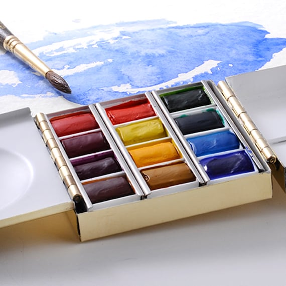 Mini Paint & Brush Earrings Functional Watercolor Paint Palette