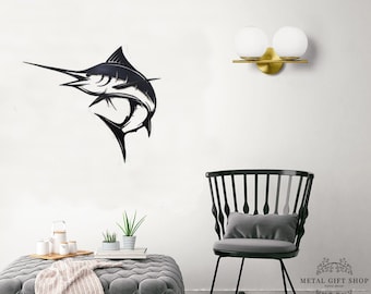 Swordfish Metal Wall Art, Nautical Wall Decor, Coastal Home Decoration