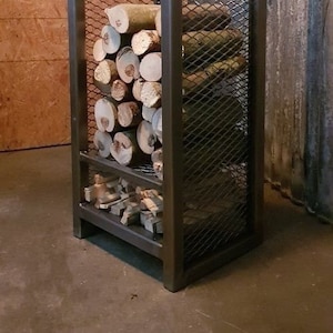 ELEGANT FLAT FIREWOOD Rack With Steel Mesh/ Horizontal Firewood Rack/ Floor Firewood  Rack 