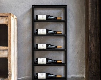 Wine Rack, Wall Mount Wine Rack, Wine Storage Rack, Metal Wine Rack, Wine Bottle Holder, 6 Bottles