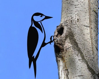 Metall-Specht, Metall-Specht, Gartendekoration, Vogel auf Baum