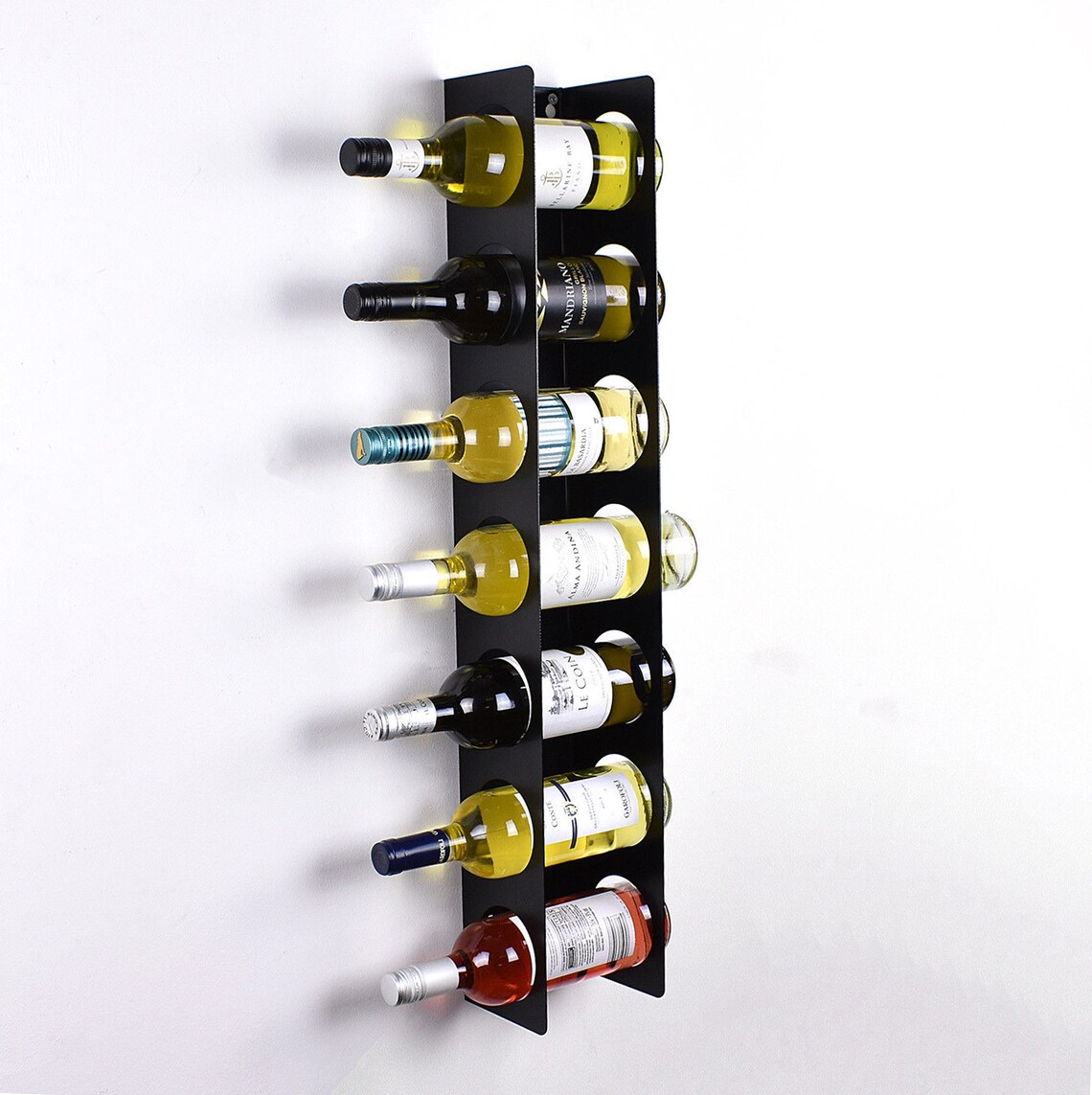 Steel Wall Mounted Wine Rack – Vertical 7 Bottle Display - Etsy