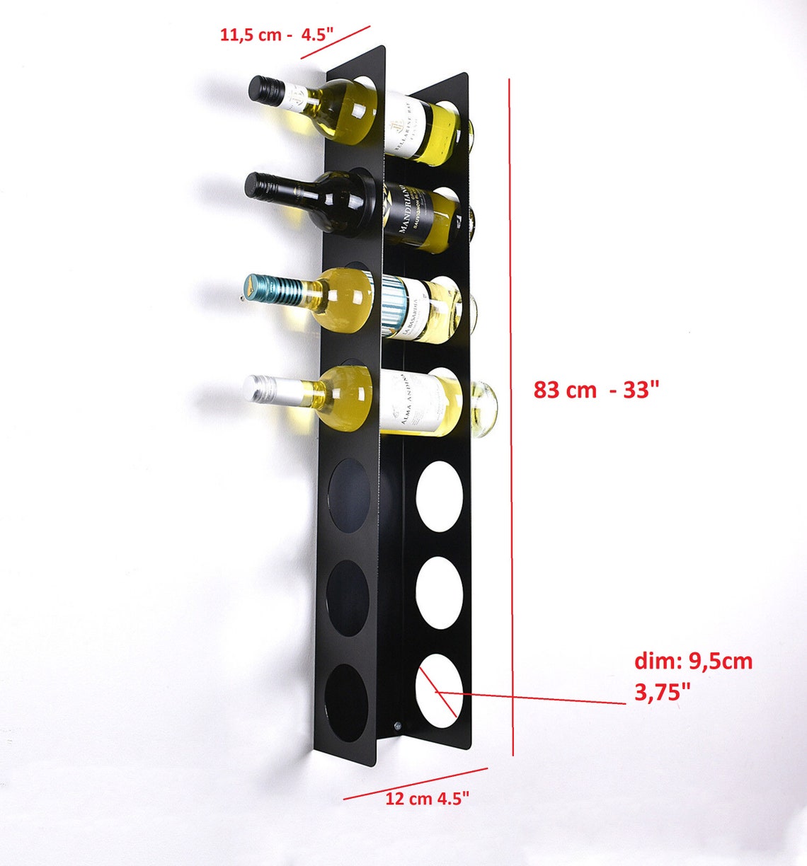 Steel Wall Mounted Wine Rack – Vertical 7 Bottle Display - Etsy