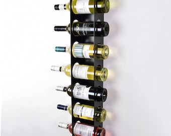 Steel Wall Mounted Wine Rack – Vertical 7 Bottle Display
