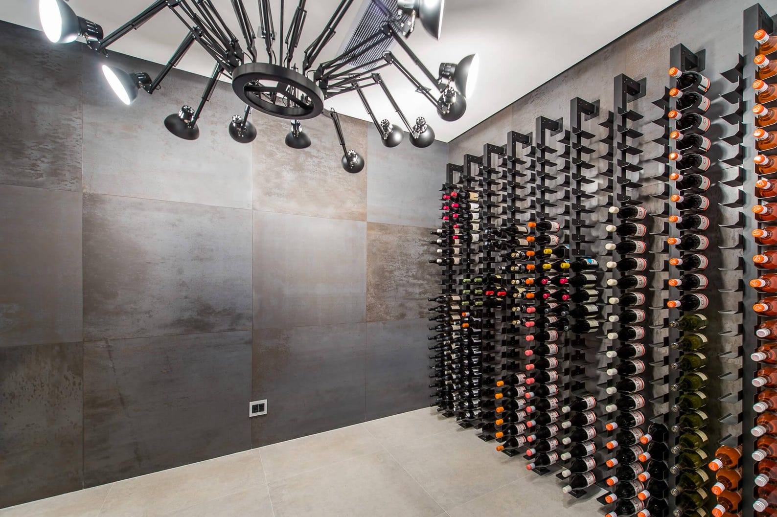 Wall Mount Steel Wine Rack, Modern Industrial Wine Storage, Holds 34 ...