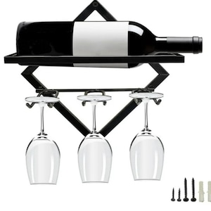 Wine Rack, Wall Mount Wine Rack, Wine Storage Rack, Metal Wine Rack, Wine Bottle Holder, 6 Bottles