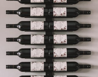 Steel Wall Mount Wine Rack, Modern Wine Storage, Holds 14 Bottles