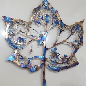 Leaf Metal Wall Art, Heat colored, Wall decor, Metal home decoration