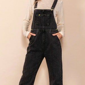 Black Pocket Overalls - Women