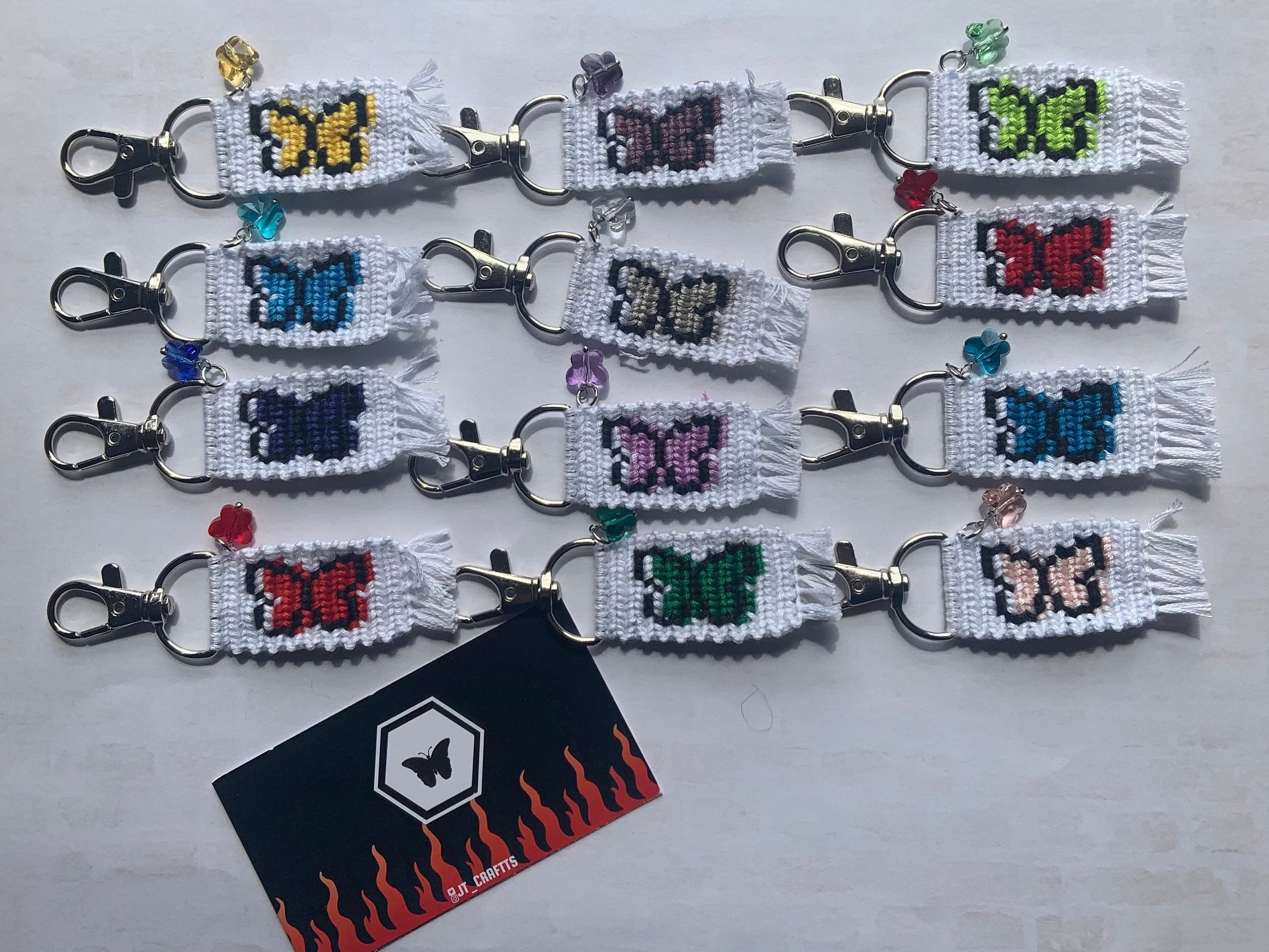 Butterfly Keychain with charm Alpha Pattern Etsy