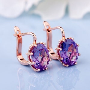 Unique Amethyst earrings, Vintage earrings, Amethyst earrings ideas, Earrings for woman, Earrings, Woman earring, English lock, Gift for her