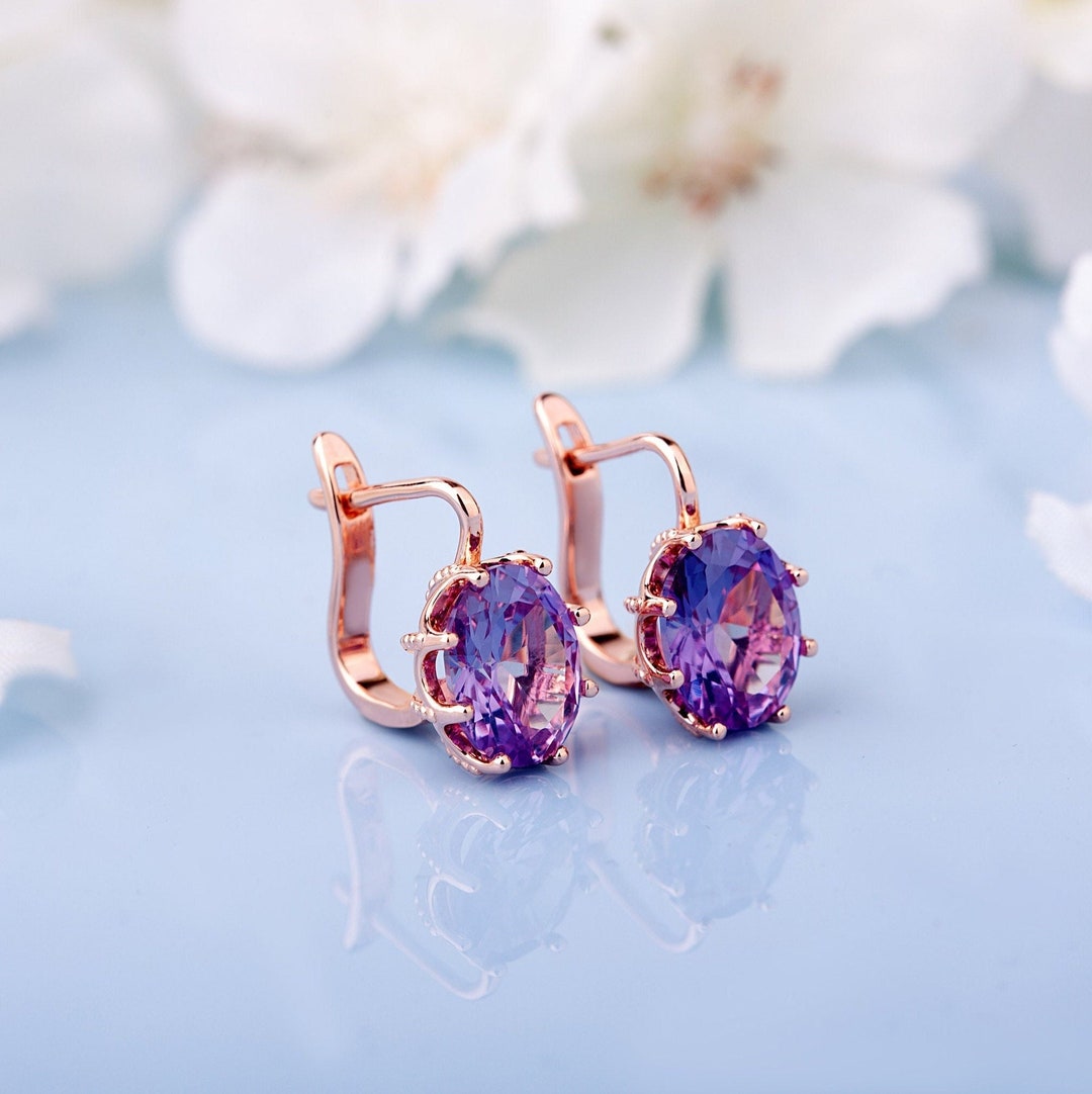 Unique Amethyst Earrings, Vintage Earrings, Amethyst Earrings