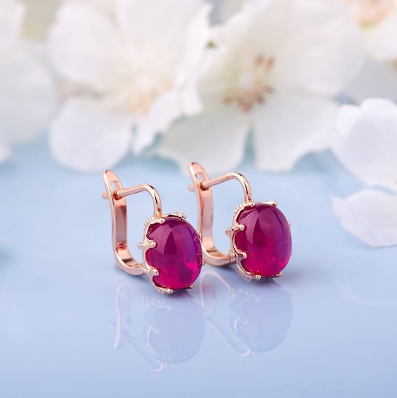 Vintage Rose Gold Diamond and Ruby Earrings in Yellow Gold | New York  Jewelers Chicago