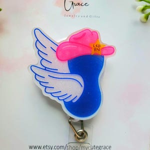 Flying Cowgirl Peanut Ball Retractable Badge Reel: L&D Nurse Gift