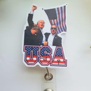 Trump 2024 Badge Reel: Patriotic USA Retractable ID Holder