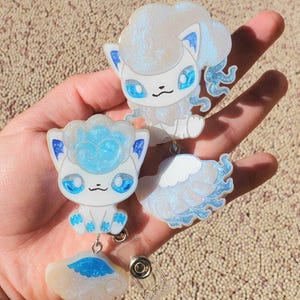 Anime Alola Vulpix Badge Reel: Kawaii Retractable ID Holder