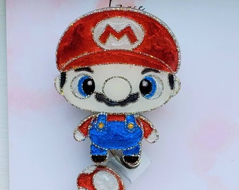 Handgemachte 3D Harz Mario Ausweisrolle, einziehbarer Ausweishalter