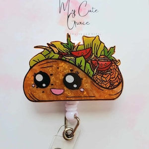 Taco badge reel food,badge reel cute ,kawaii badge reel
