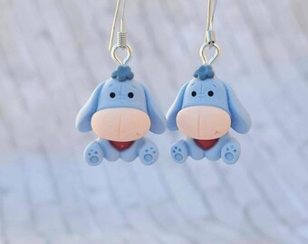 Donkey Inspired Cartoon Earrings, Handmade Clay Jewelry