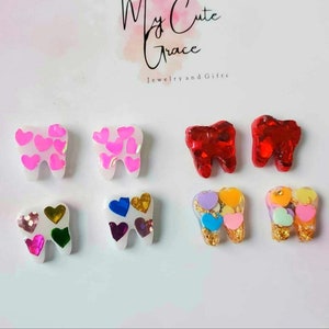 Heart Dental Clay Stud Earrings: Hygienist Gift