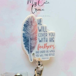 Bible Verse Retractable Badge Reel, Medical/Nursing ID Holder, Bible Quote, psalms badge reel