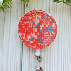 Disco Ball Retractable Badge Reel: Retro ID Holder