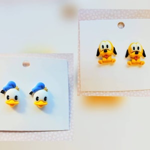 Earrings inspired dog yellow,earrings inspired duck,earrings kawaii clay,earrings cartoons stud