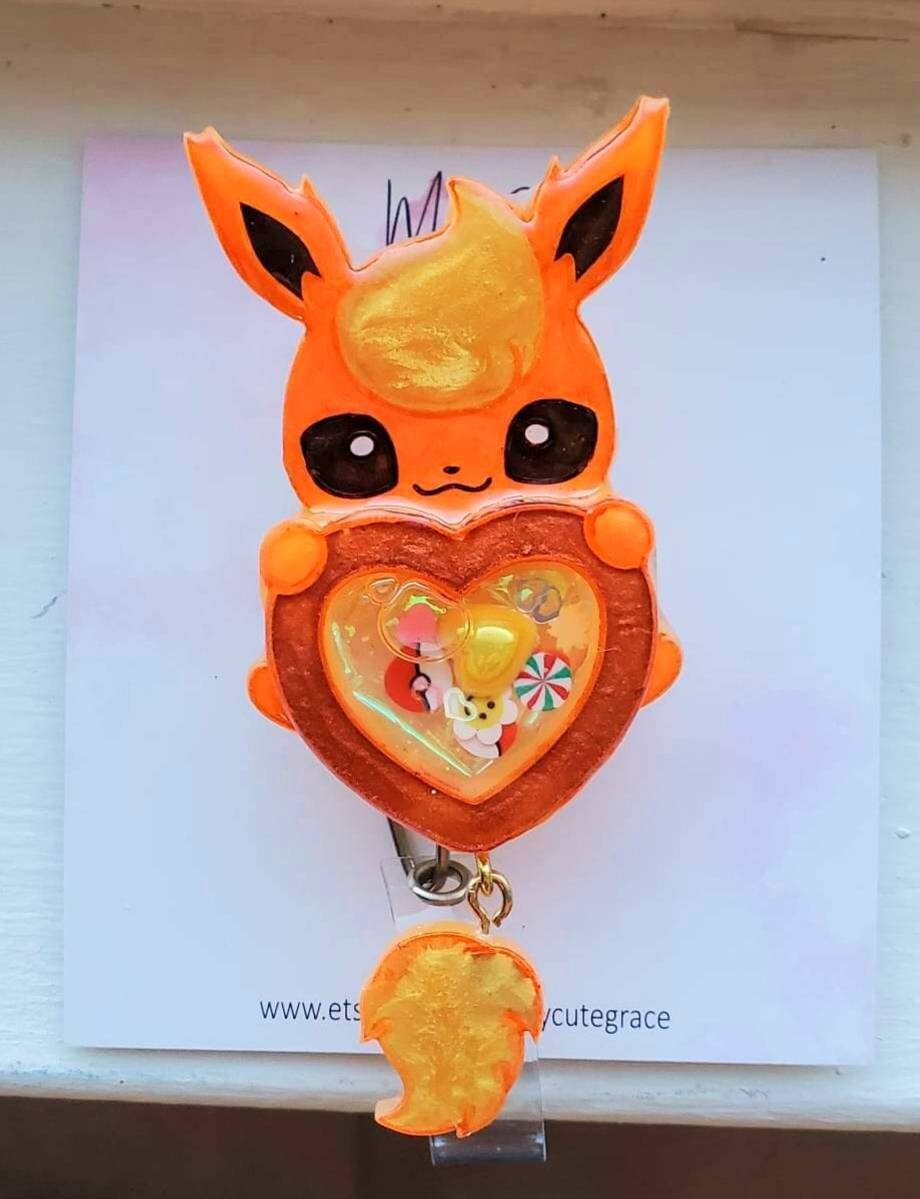 Retractable ID badge anime,kawaii badge reel inspired shaker,keychain, phone grip