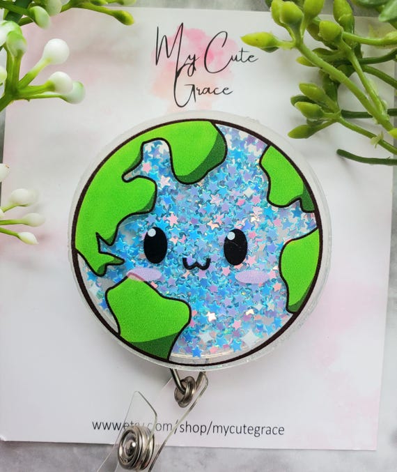 Earth Day Badge Reel Shaker: Alligator Clip Lanyard - Etsy