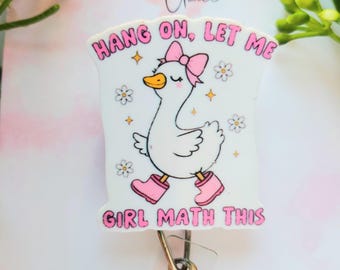 Silly Goose Badge Reel: Coquette Pink Bow, Glitter Duck
