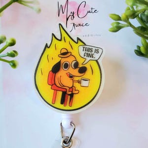 This is Fine Dog Badge Reel: Funny Retractable ID Holder