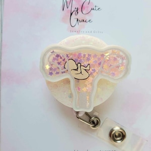Labor and Delivery Nurse Badge Reel: Baby in Uterus, Obstetrics Gift