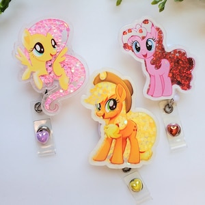 Pony Shaker Badge Reel: Pink Horse, Cowboy Horse, 3D Resin