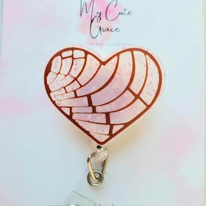 Heart Concha Badge Reel: Mexican Valentine ID Holder